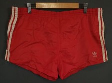VINTAGE OLD RETRO MEN'S ADIDAS WEST GERMANY SHORTS PANTALONES RED SIZE L 7 LARGE