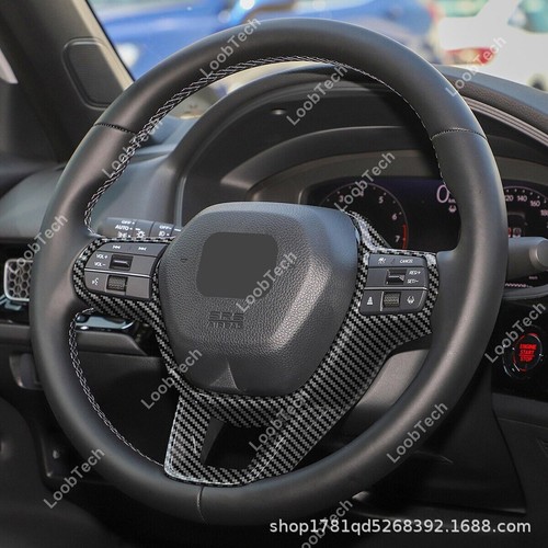 For Honda Civic 22-24 Steering Wheel Decal Cover Frame Trim Carbon Fiber Design - Foto 8 di 8