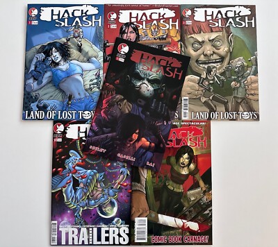 Hack/Slash 1 DDP 2004 1st Cassie & Land of Lost Toys 1-3, Trailers, Carnage NM+