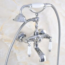 Chrome Brass Wall Mount Bathtub Hand Spray Shower Faucet Mixer Tap Set 2tf865