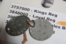 WW2 relic dogtag RAC RTR RTC THE KINGS REGIMENT - DEAN 237
