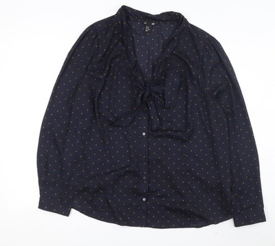 H&M Damenbluse Übergröße blau gepunktet - Größe 24