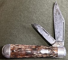 Imperial Knife Made in USA Swell End Jack Wood Grain Celluloid Handles Rare