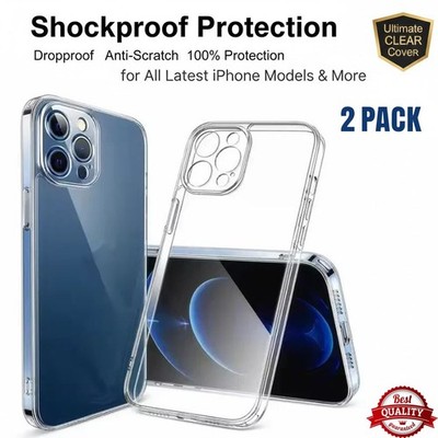 2er Pack Silikon Clear Case Hülle für alle iPhone Modelle 17 16 15 14 Pro Max Plus