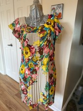 NEW DIRECTIONS FLORAL PRINT PLEATED DRESS SIZE 8