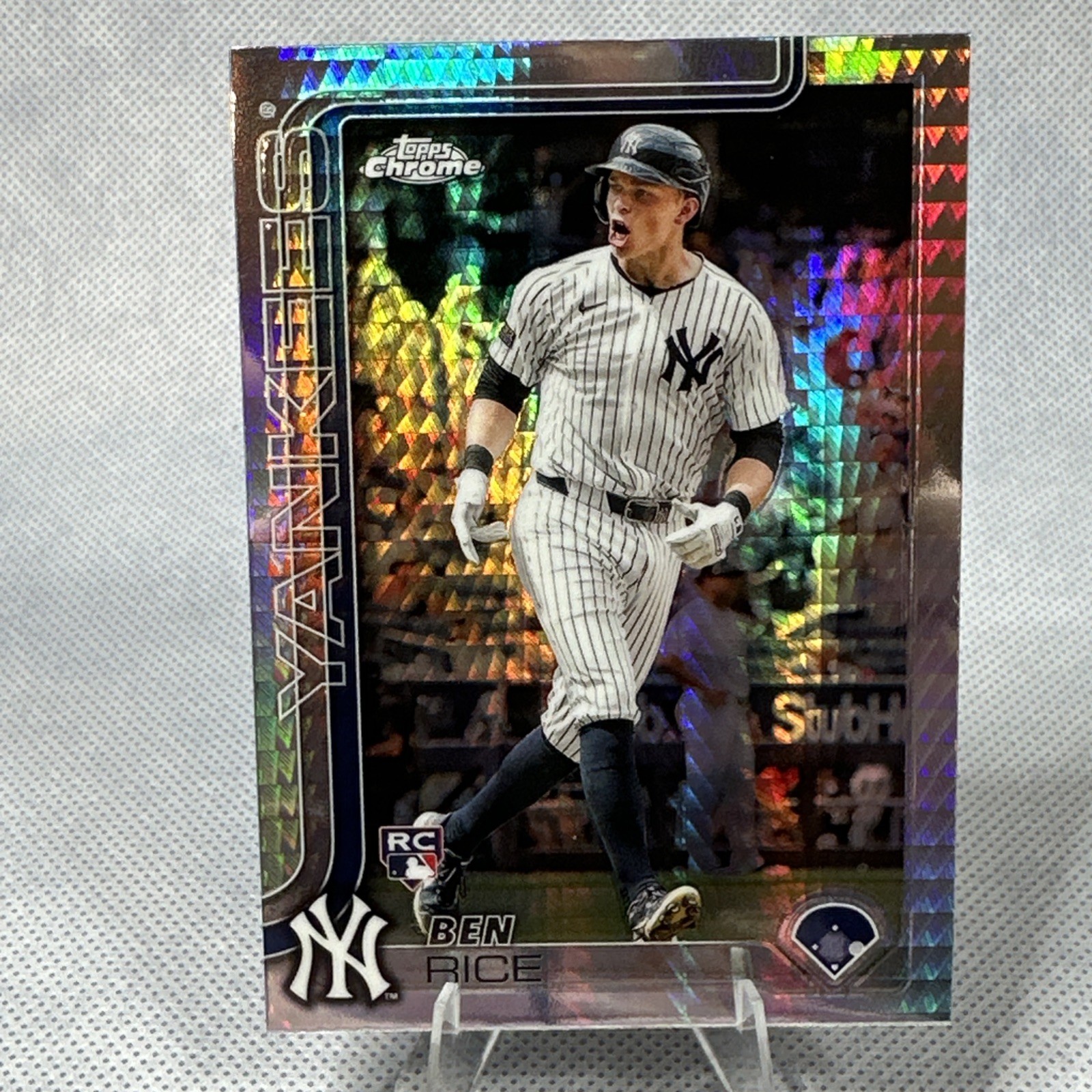 2025 Topps Chrome Baseball #139 Prism Refractor BEN RICE RC New York Yankees