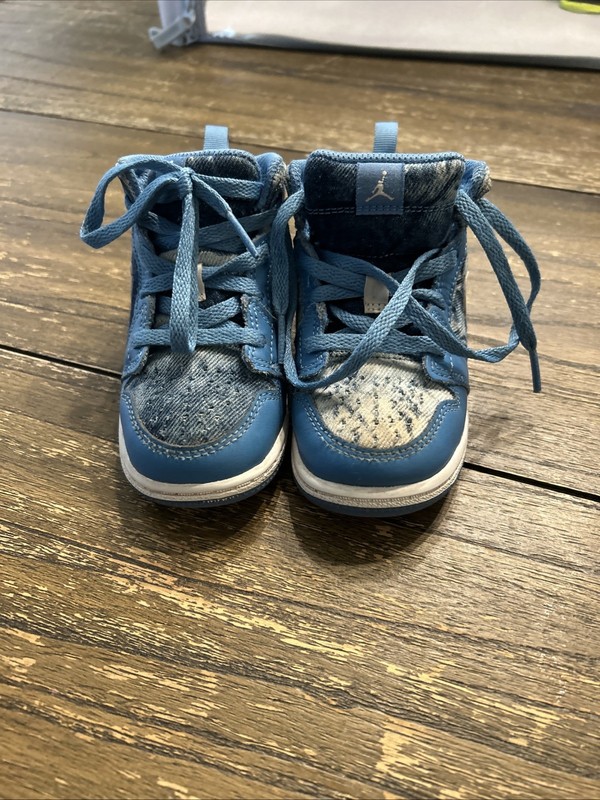 Nike Air Jordan 1 Mid TD Denim Blue White Size 8c 