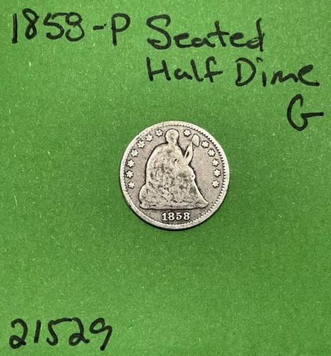 1858-P US Seated Liberty Half Dime 5c Good