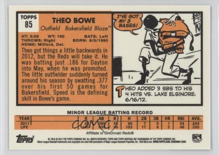 2012 Topps Heritage Minor League Edition Theo Bowe #85 0w8 | eBay
