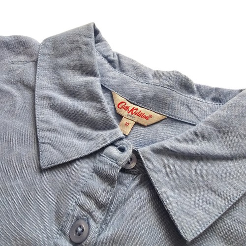 Camisa Cath Kidston Manga Larga Gato Bordado Reino Unido 10 Azul PTP 19" - Imagen 4 de 10