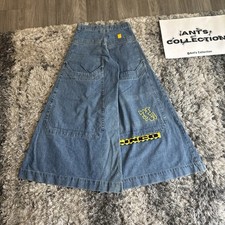 Vintage 00 s Style Jnco Crime Scene Baggy Blue Denim Jeans Men s Size 30x31