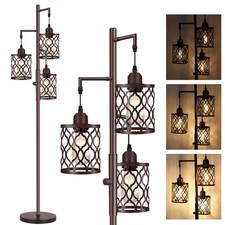68" Farmhouse Floor lamp, Dimmable Industrial Floor Lamps for Living Room, 3 ...