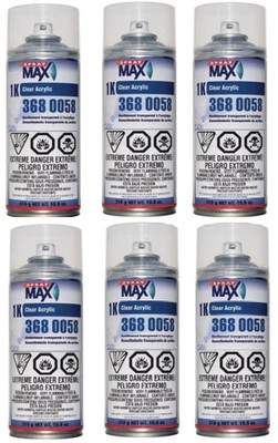 SprayMax 3680058 1K Acrylic Clear Coat 10.6 oz Aerosol Spray Can (6 Pack)