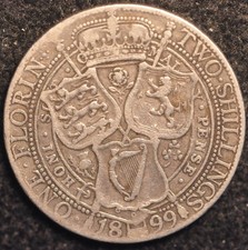 Florin 1899 Victoria Vieled Head 0.925 Silver (T89)