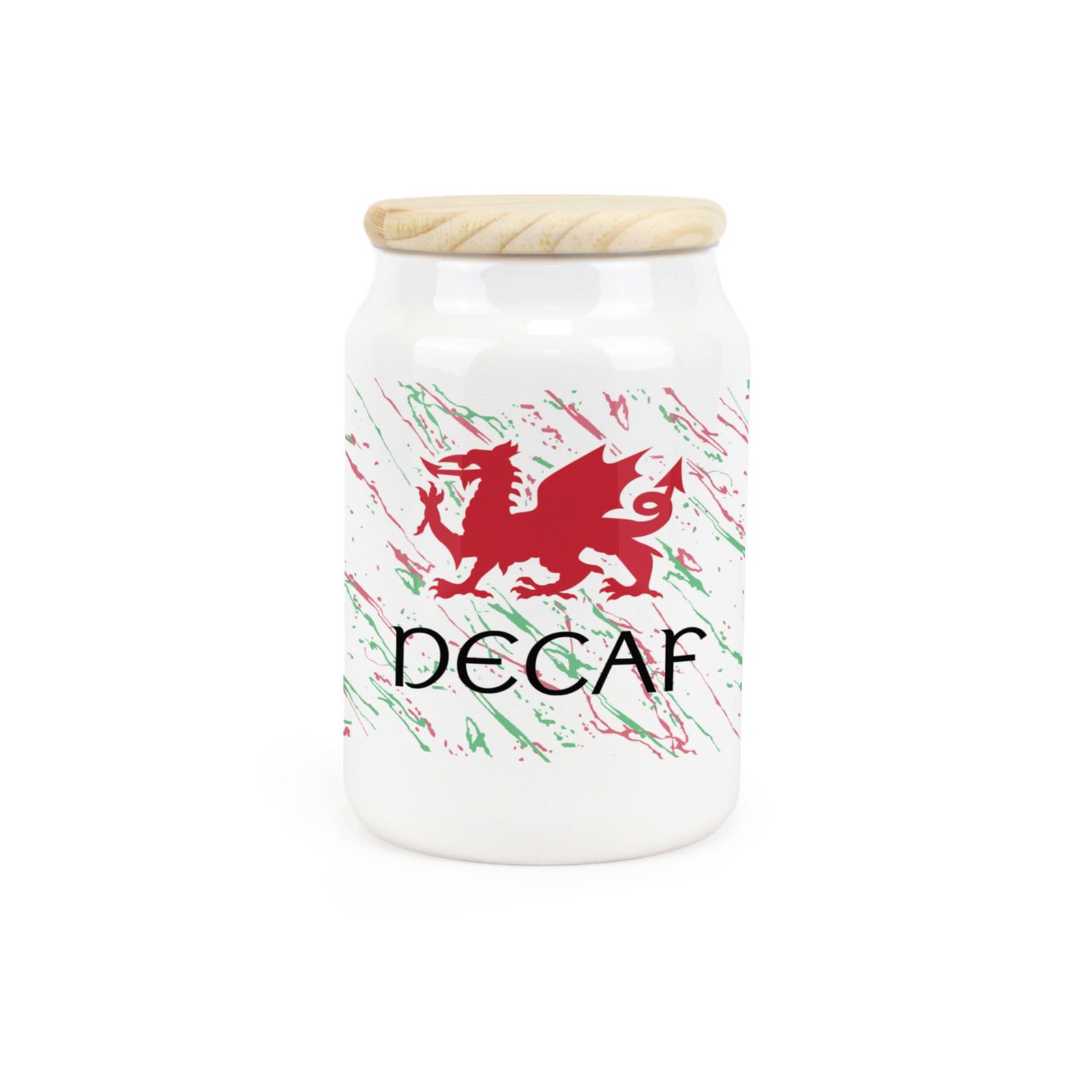 Ceramic Tapered Welsh Dragon Decaf Canister - Kitchen Storage Container