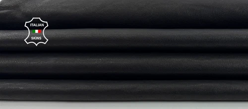 WASHED BLACK  VEGETABLE TAN Soft Italian Lambskin Leather hide 4+sqf 0.9mm C7006