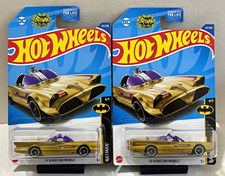 Hot Wheels Batman Classic TV Series 1966 Batmobile Gold/Purple 1:64 Lot of 2
