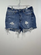 Old Navy O.G. Straight High Rise Denim Shorts Women  s 8 Distressed