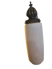 Virden regency Ribbed Milk Glass Pendant Globe & Finial Replacement Cylinder