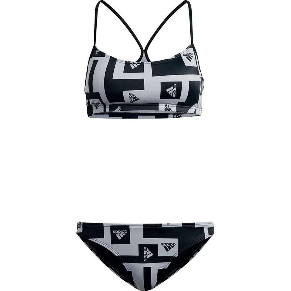 Adidas L101338 Para Mujer Gris Logo Gráfico Bikini Conjunto de Natación Talla L Foto 3 de 4