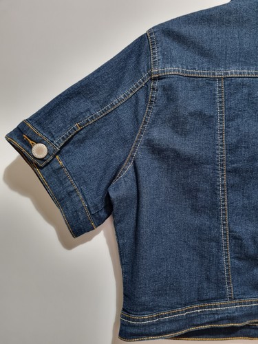 XRD Denim Womens Cropped Denim Jacket Short sleeve 67% Cotton Dark Blue Size 18 - Picture 3 of 15