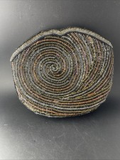Evening Beaded Black Gold Silver Round Clutch - Heavy -