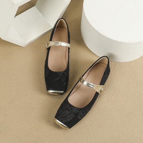 Womens Flat Square Toe Shoes Summer Chinese Style Mary Jane Shoes Evening Shoes - Picture 15 of 28
