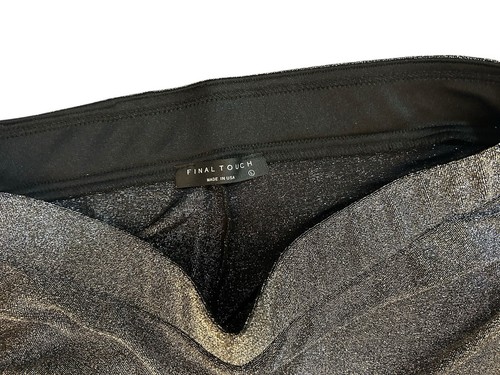 NEW! Wide Leg Pant Elastic Waist Sparkle Silver Shimmery Metallic Thread LARGE - Picture 4 of 6