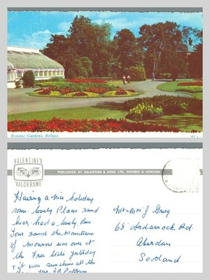 Alte Postkarte - Botanischer Garten Belfast Irland UNBESPIELT