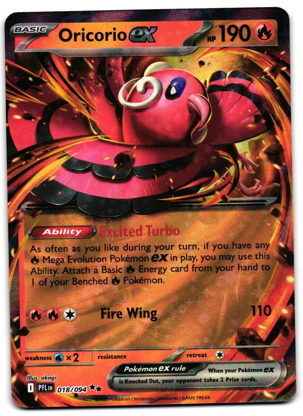 Oricorio ex 018/094 - Phantasmal Flames Double Rare Pokemon TCG - LP Card