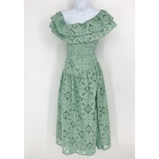 ASOS DESIGN One Shoulder Midi Dress Small Sage Green Patched Lace Ruffle NWOT