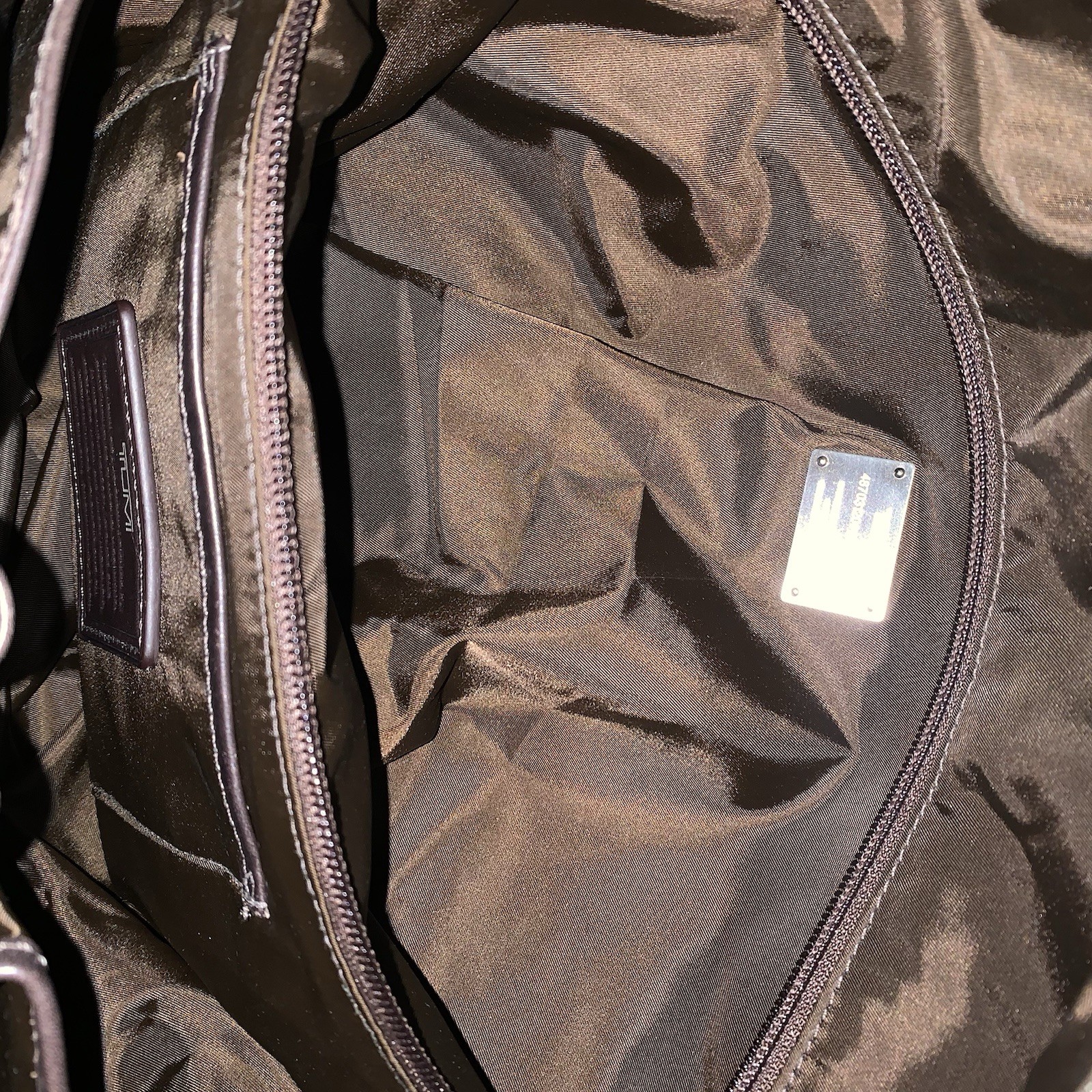 TUMI Nylon Tote Bag Python Print Leather Straps 1… - image 9