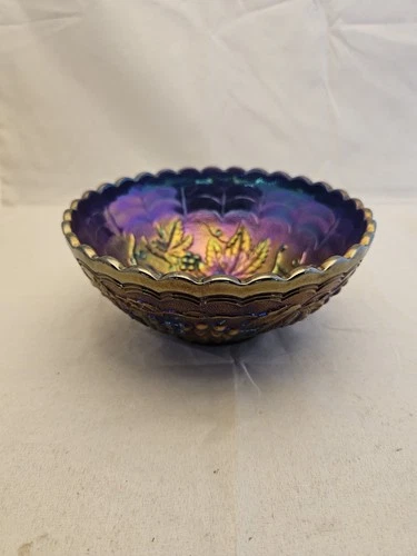 Imperial Grape Antique Carnival Glass Small Sauce or Berry Bowl, Purple/Amethyst