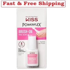 KISS PowerFlex Brush-On Nail Glue for Press On Nails, Ultra Hold Flex Formula 5g