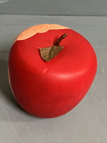 VTG Shelf Sitter Hand Printed WOODEN APPLE JOLLY O SANTA FOLK ART Unique Decor - Picture 7 of 18