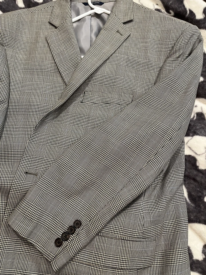 Ralph Lauren Mens Silk wool Houndstooth Plaid Blazer Sport Coat 46 R - Image 2 of 4