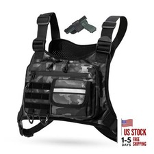 Outdoor Chest Bag For Men, EDC Chest Pack With Built-In Phone Holder, Camo-02