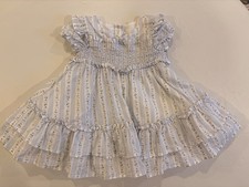 Janie and Jack Baby Girl Floral Dress Blue and White 3-6 Months