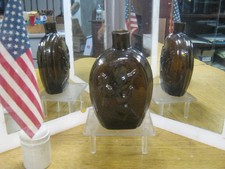 *MINT *GII-71 OPEN PONTILED~EAGLE/ EAGLE GOLDEN AMBER~1/2 PINT HISTORICAL FLASK.