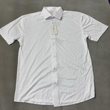 Collars Co Dress Collar Polo Shirt Mens Large White Short Sleeve Polyester NWT