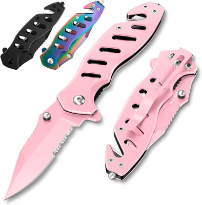 Pink Pocket Knife for Women - Legal Small Knife - 2.68 Inch Serrated Blade - Wom