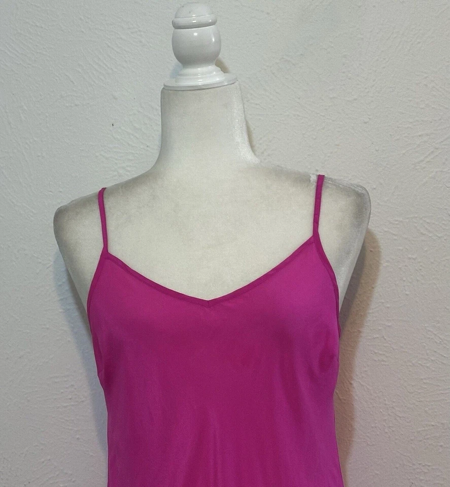 Top Cami J.Crew Talla L 100% Seda Rosa Neón Brillante Contemporáneo Oficina Grapa Foto 3 de 4
