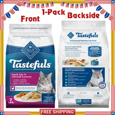 Blue Buffalo Indoor Mature Cat Food Hairball Control Chicken & Rice Dry 7 lb