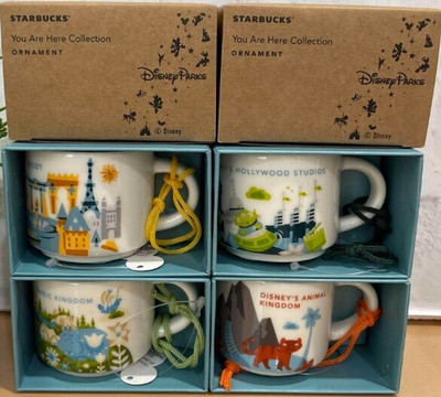 Starbucks Disney Florida Ornament Set of 4 Mini Mugs 2oz You Are