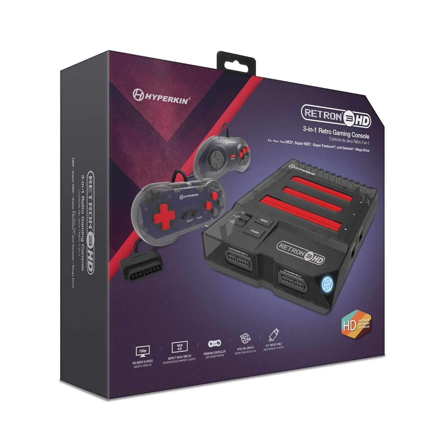 Hyperkin Retron 3 HD 3-in-1 Gaming Console Space Black - Retron - Brand New