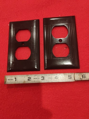 (2) Vintage braune Bakelit Stecker Abdeckplatte Sierra Steckdose - Bild 1 von 1