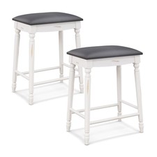 2PCS 24" Counter Height Bar Stools Backless Bar Stools w/Faux Leather Cover