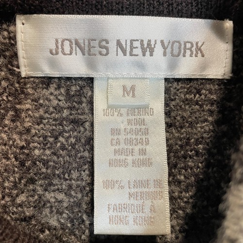 Jones New York Womens M 100% Merino Boiled Wool Full Zip Jacket Brown Plaid EUC - Picture 3 of 12