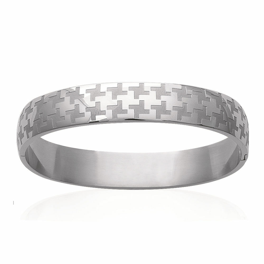 Bracelet jonc ouvrant ciselé en acier inoxydable doré pour femme élégante