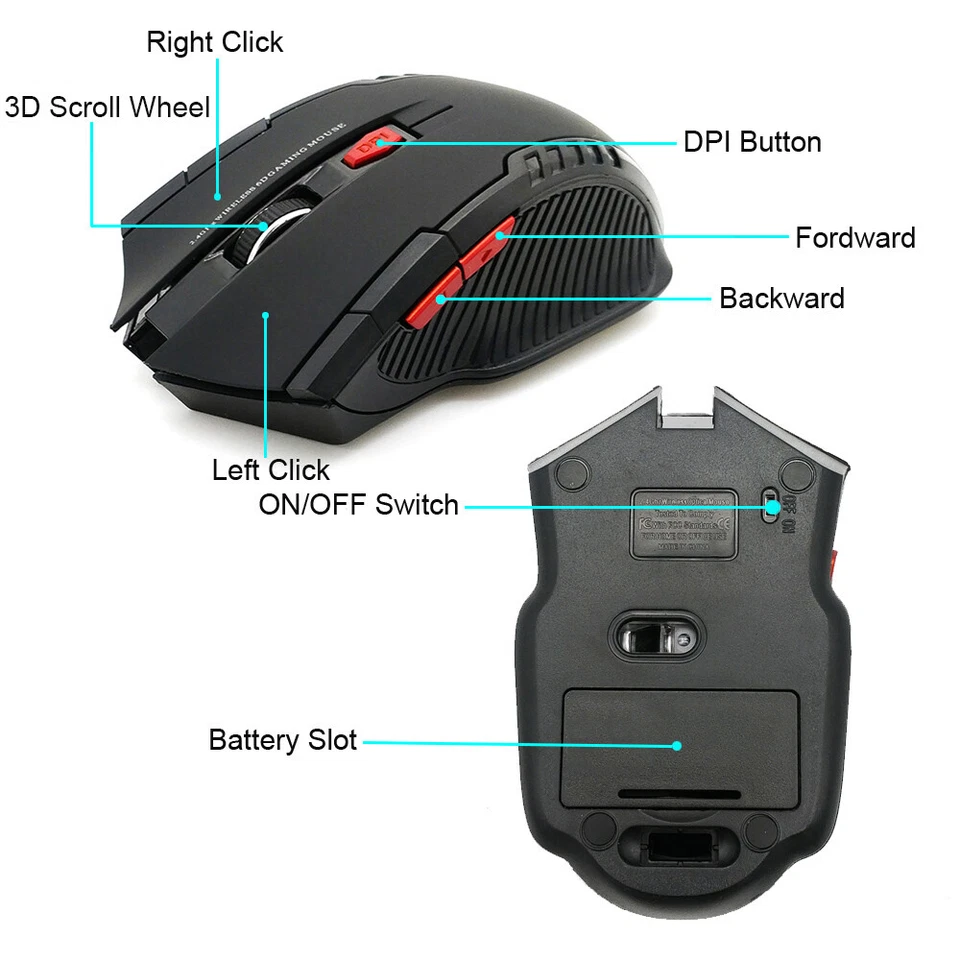Wireless Gaming Mice 2.4GHz - Mouse with USB Receiver For PC Laptop Computer - Image 2 of 4